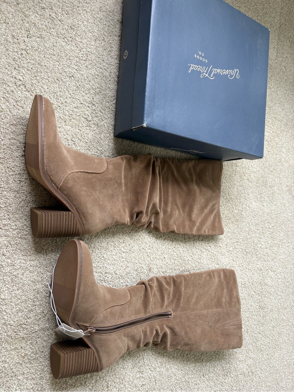 Universal Thread Taupe Brown Suede Over-the-Knee Block Heel Boots